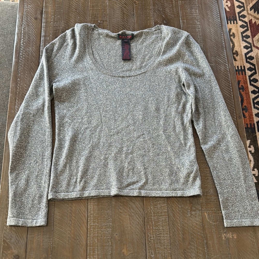 {Ralph Lauren} Vintage gray silver Long Sleeve Women's Top
